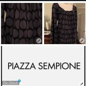 Piazza Sempione black with big gray polka dots peasant blouse